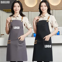 Aprons Custom Women's Men's Kitchen Chef Work Barbecue Restaurant Bar Cafe Beauty Barber Pet Shop Studio Uniform 221203