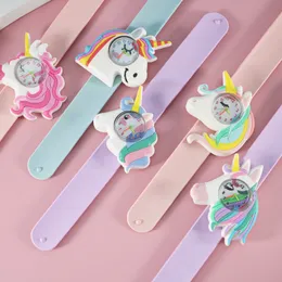 Colorido arco -￭ris unicorn haves rel￳gios crian￧as filhos meninos meninas estudantes silicone birthday festa de anivers￡rio presente beb￪ ador￡vel desenho animado rel￳gios