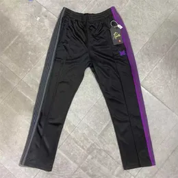 Herrbyxor nålar Sweatpants Män kvinnor doubor sida randfjäril broderi lapptäcke band awge byxor joggar spår byxor t221205