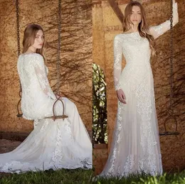 2023 Vestidos de noiva boho vestido de noiva Praia country renda apliques colher mangas de pesco￧o plus size vestido de novia