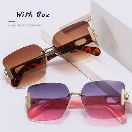 2023 Fashion Classic Frameless Verfärbung Damen Polarisierende Sonnenbrille Big Square Goggle Frame Brillen Outdoor Shades Lady Sonnenbrille
