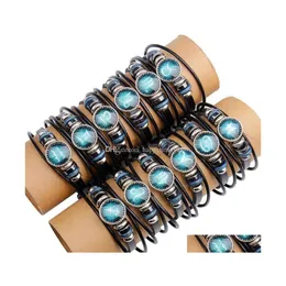 Kette verstellbare Twee Konstellationen Lederarmbänder Mode handgewebte Perlen DIY Retro Sternzeichen Armband für Frauen und Männer Geschenk Drop Dhgla