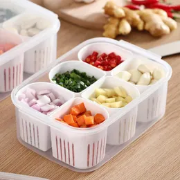Garrafas de armazenamento Organizador de alimentos úteis Acessórios de cozinha separados de cozinha reutilizável 6 grades Caixa de geladeira de grau