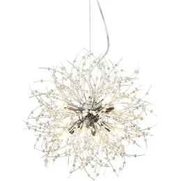 Modern Crystal Chandeliers Chrome Firework Dandelion Sputnik Chandelier Light Fixture Pendant Lighting for Dining Room Bedroom Kitchen