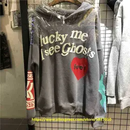 2022 Lucky Me Hoodies Men Women See i Ghost Feel Sleeve Red Sweaters Kids T220721