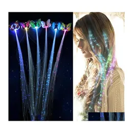 Iluminagem flash flash de cabelo led luz emissora fibra óptica trança trança trança borboleta luminous Wig KTV Party Prom Supplies Access Ottmp
