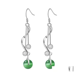 Dangle Chandelier Unique 925 Sier Beautif Long Dangle Earrings Lady Green Gems Holiday Party Gift Jewelry 3527 Q2 Drop Delivery Dhrrj