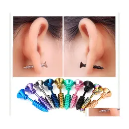 Stud 100Pcs / Lot Punk Orecchini a vite in acciaio inossidabile per uomo Nero Golden Egirl Pendientes Hombre Accessori per gioielli Drop Delive Dhzwh