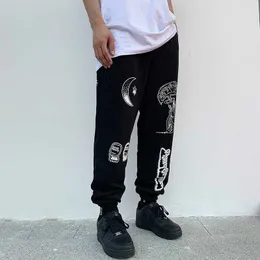 Grunge Pants Men Graffiti Print Cotton Sweatpants For Men And