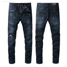 Jeans da uomo di alta qualità Amirs 22ss New Fashion Mens Cool Style Luxury Designer Denim Pant Distressed Strappato Biker Nero Blu Jean Slim Fitv5ni