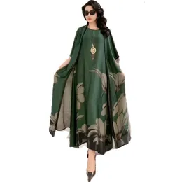 Party Dresses Silk TwoPiece Women's Elegant Floral Plus Size Casual Beach Vintage Long mother dress Summer Fashion 221203