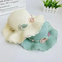 Hats 2022 Parent-child Summer Sun Hat Women's Bucket Cap Girls Sweet Cute Bowknot Flowers Straw Panama Anti-UV Beach Caps