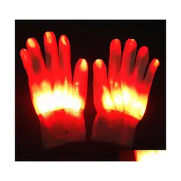 Andra LED -belysningar Brelong Colorf Luminous Gloves 6 M￶nster LED Magic Novel Halloween Costume Party Decorative Ett par droppe delive Otqcl