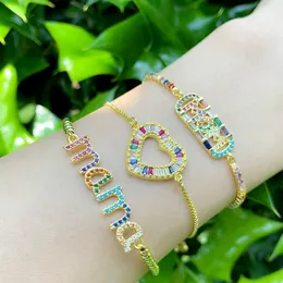 Uppdatera 18k guld kärlek mamma armband pull justerbar hjärta mamma charm diamant armband kvinnor mode smycken mamma gåva kommer och sandig