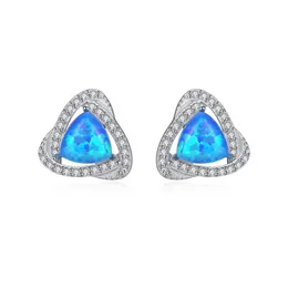 Triangle Stud أقراط S925 Silver Micro Set Zircon Opal Classic Earrings European American Fashion Women Orrings Party Party Jewelry Valentine's Day Gift SPC