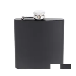 Hip Flasks 6 uncji Przenośna kieszeń ze stali nierdzewnej Kolo Hip Flash Mat Matowa czarna whisky wina doniczka pijak alkoholowa butelka podróżna drin dhjqg