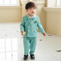 Suits Child Formal Dress Suit Set Autumn Winter Boys Jacekt Pants Vest Outfit Kids Baby Birthday Party Performance Wedding Costume 221205