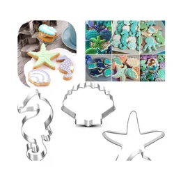 Andra Bakeware Ocean Style Marine Life Cookie Molds Bakeware Mermaid Starfish Biscuit Bread Cutter Fondant Diy Baking Tool Birthday Dh2me