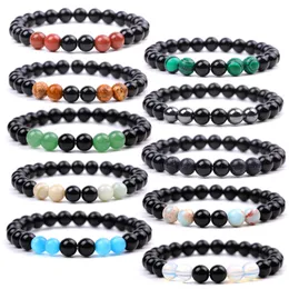 8 mm jasne czarne koraliki Bransolety Malachite Aventurine Rose Rose Quartz Bracelets dla kobiet biżuteria joga