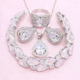Necklace Earrings Set Arrivals White Zircon 925 Silver For Women Personalized Bracelet Pendant Ring Wedding Jewelry
