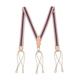 Hängslen 25 cm gentleman retro första lager kohuds hängslen byxor sling elastiskt hängsläder läderbälte för män kvinnor knappband 221205