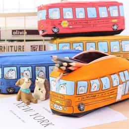 Autobus słodki ołówek na płótnie pudełko papiernicze o dużej pojemności torba szkolna ołówek dla dzieci kawaii prezenty studenckie