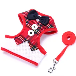 업데이트 Bow Knot Waistcoat Harness Leashes Set Star Flamingo Spot Patter Working Pet Dog 액세서리