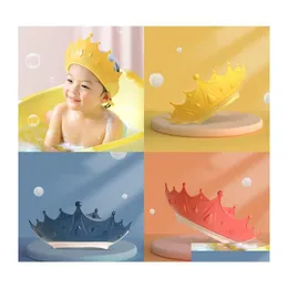 Shower Caps Baby Shampoo Shower Caps Eye Ear Protection Bathroom Children Crown Shape Waterproof Sile Cap 555 H1 Drop Delivery Home Dhcxe