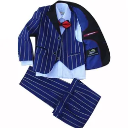 Suits 4 Pieces set jacket vest pants bow tie Children Formal Jacket Wedding boys Dress Stripe jacket size 2years 12 years 221205