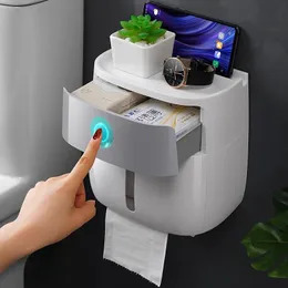 Toilet Paper Holders Holder Waterproof Wall Mounted Tray Roll Tube Storage Box Tissue Shelf Bathroom Product dv 221205