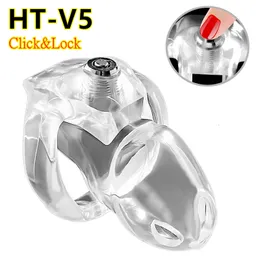 Cockrings HT-V5 Click Lock LMale Chastity Device Penis Sleeve Cock Cage Rings BDSM Bondage Adult Sex Toys For Man Gay 221205
