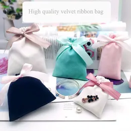 Jewelry Stand Velvet Gift Bags Ribbon Dust Sack 7x9cm 10x12cm 12x15cm pack of 50 Eyelashes Makeup Lipstick Drawstring Pouches 221205