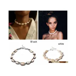 Chokers Shell Choker Naszyjnik łańcuch liny naturalny kołnierz boho morza dławiki Naszyjki Kobiety letnie biżuteria na plażę upuść