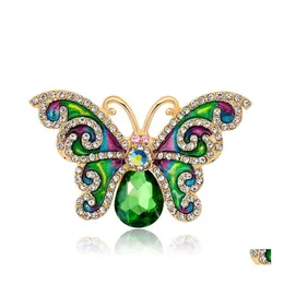 Pins Brooches Womens Exquisite Colorf Zircon Rhinestone Butterfly Brooch Costume Accessories Jewelry Drop Delivery Dhajw