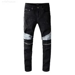Мужские джинсы 20SS Мужские дизайнерские дизайнерские расторженные байкерские мотоциклетные джинсовые ткани для высококачественных брюк моды для моды для мужчин Pour Hommes #649M9H0