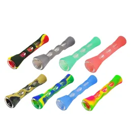 87MM Silicone Glass Smoking Herb Pipe Dugout Tobacco Cigarette Pipe Hand Spoon Pipes Smoke Accessories Wholesale