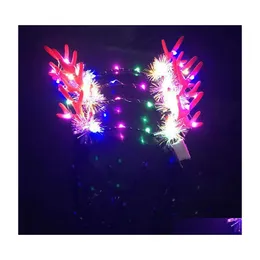 Christmas Decorations Hair Hoop Style Luminescence Antlers Headband Girl Creative Idea Christmas Stockings Decorations Factory Direc Dhp2F