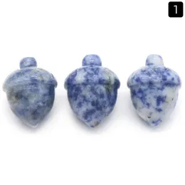 Natural Sodalite Stone Hazelnut Ornaments Gemstone Pine Nuts snidade hemdekoration Kristallhantverk till jul