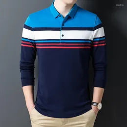 Мужские Polos Hommes Manches Longues Polo футболка Pur Coton Mince Ray Ray Rever Haut Dcontract Rode Affaires