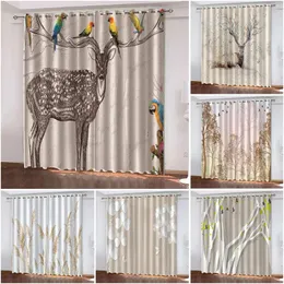Kurtyna nordycka nowoczesna elk wydrukowane zasłony zaciemniające domek tkanin dekoracja sypialnia cortinas para la sala cortineros