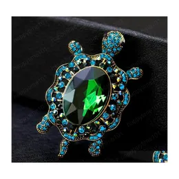 Pins Brooches Green And Blue Rhinestone Turtles Brooch Cute Crystal Tortoise Brooches Gifts For Kids Animal Pins Jewelry Accessorie Dhjzw