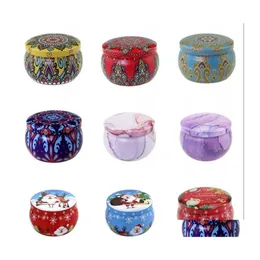 Świece Circar Aromaterape Candle Jar Wesołych Świąt Wzór metalowy pachnący herbata Candy Pakowanie Makou żelaza