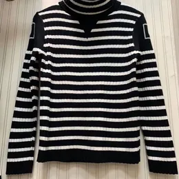 Women Sweaters Turtle Neck Warm Sweater Black White Stripe Design Elastic Loose Winter Apparel Tide Street Clothing