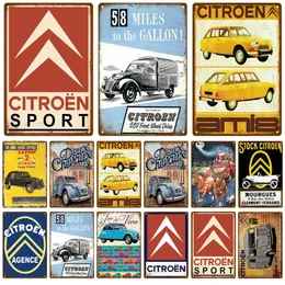 2CV Car Metal Painting Poster Tin Sign Plate Wall Posters Vintage Retro Aesthetic Room Decor Wall Art Decoration Man Cave 20cmx30cm Woo