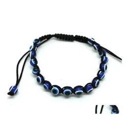 Charm Bracelets Fashion Resin Bead Evil Blue Eye Charms Bracelet Mticolor String Rope Braided Bangles Bracelets For Lovers Adjustabl Dhgu3