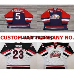 hockey jersey DH Personalized OHL Saginaw Spirit 5 Mannino 23 Edgar Mens Womens Kids Stitched Ice Custom Any name NO.Goa