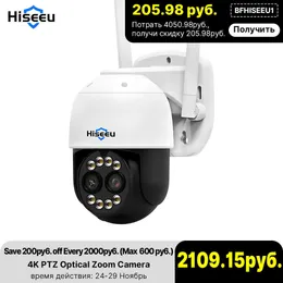 IPカメラHiseeu 8MP 4K PTZ WIFI IPカメラ屋外セキュリティ保護8xズームデュアルレンズ2K CCTVビデオ監視カメラAIヒューマン検出T221205