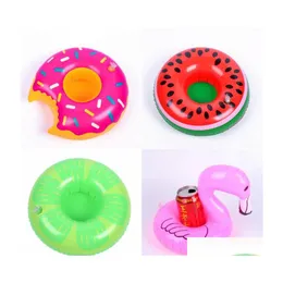 Other Pools Spashg Inflatable Drink Cup Holder Donut Flamingo Watermelon Pineapple Shaped Floating Mat Summer Beach Swimming Pool Dhjvs