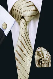 Tie de seda clássica para homens Amarelo Hanky ​​Cufflinks Conjunto de homens Jacquard Tecido Comercial Colher formal de 85cm Largura Casual Conjunto N06569204837