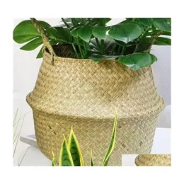Planters Pots Gardening Laundry Basket Sea Weave Flowerpot Home Furnishing Decoration Big Belly Plant Pots Europe And America 15Ay Dhny6